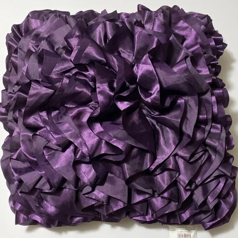 Vintage Pier 1 Flounce Purple Ruffle Pillow Satin 18 x 18 inch Ruffles Square